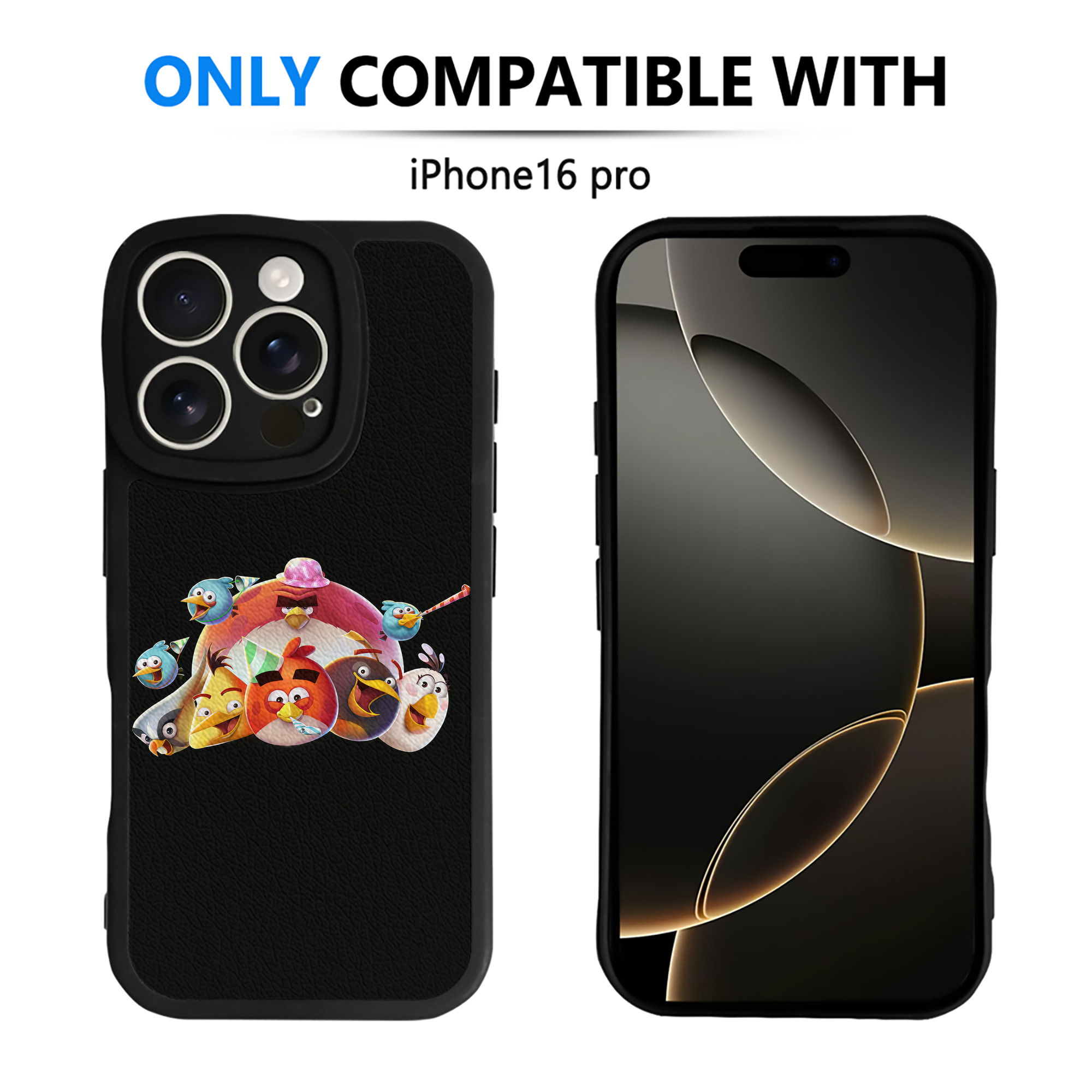 （画像用） Angry Birds アングリーバード 【iPhone 16シリーズ対応】シリコンスマホケース（レザー調） 材質：シリコン